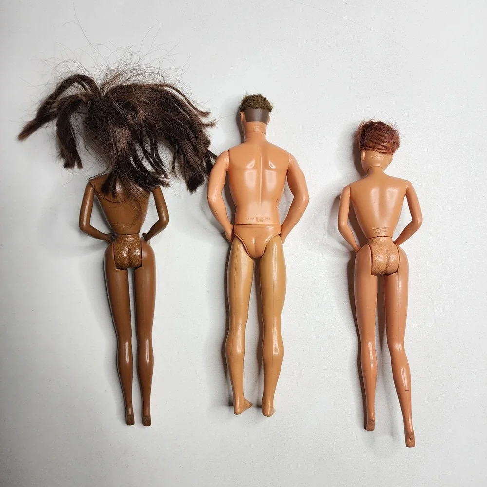 Vintage‎ 1980s Lot of 3 Barbies Ken Black African American Red Real Hair
